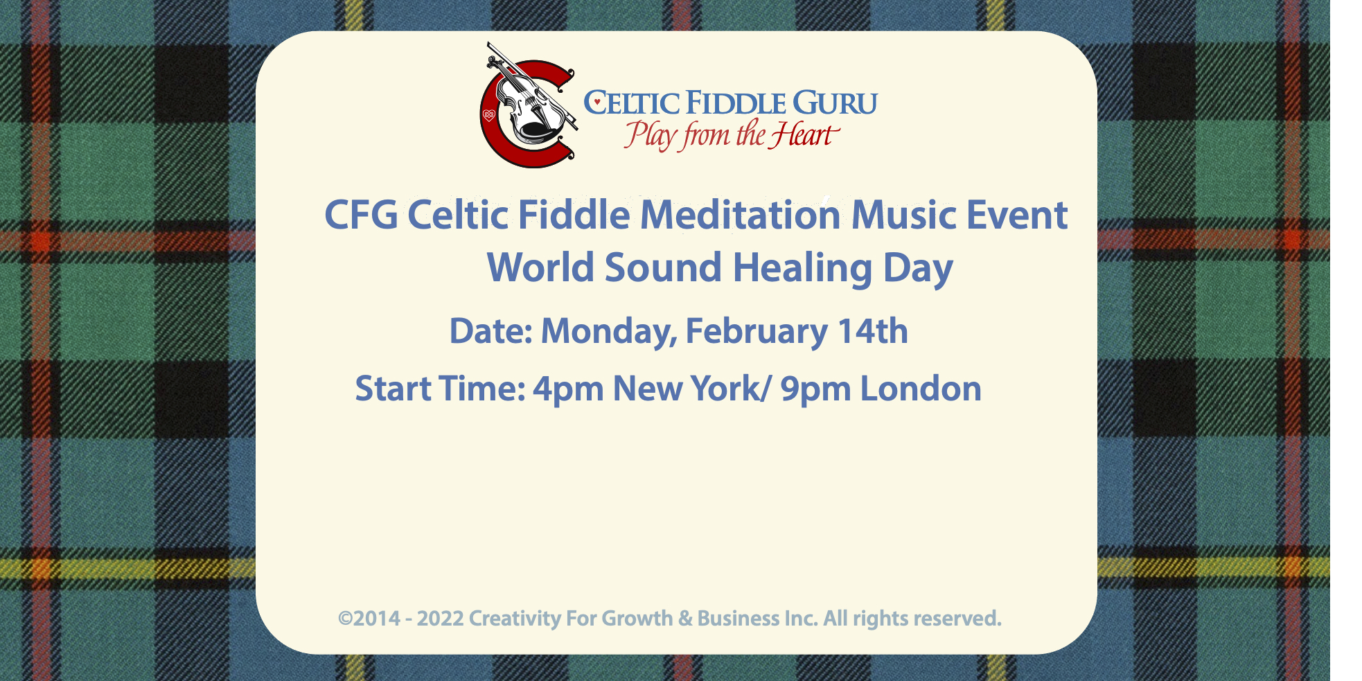 CFG Celtic Fiddle Meditation Music Event