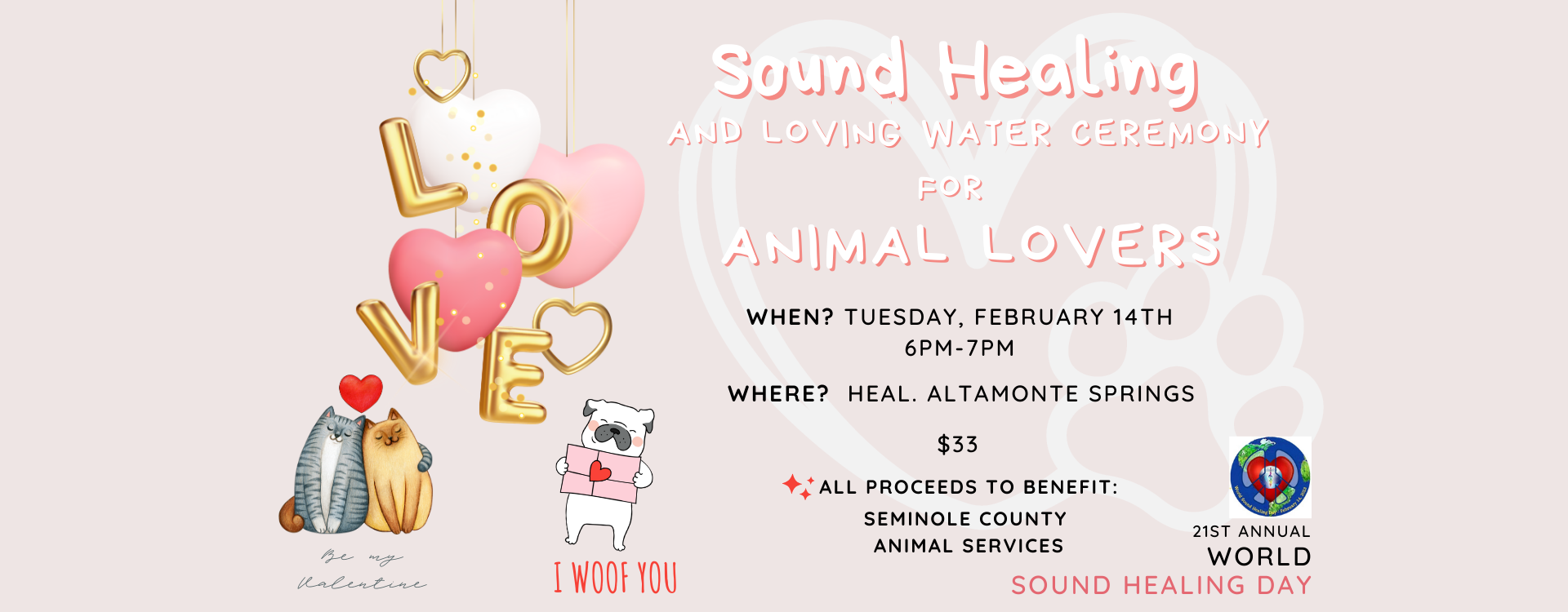 Sound Healing & Loving Water Ceremony for Animal Lovers