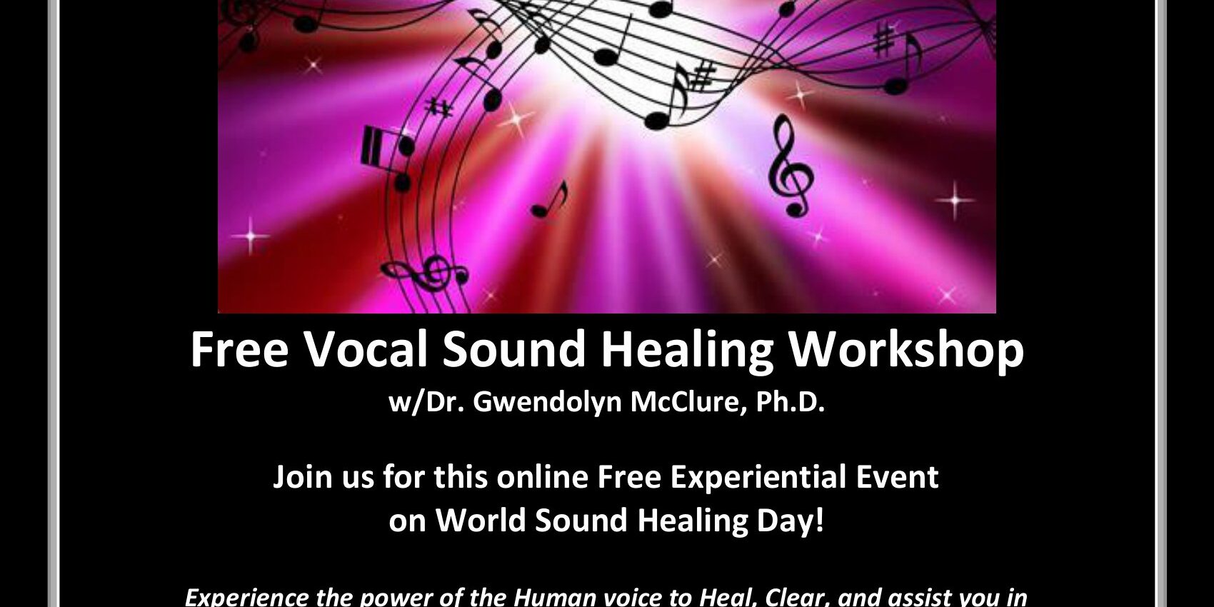 Free Vocal Sound Healing on World Sound Healing Day World